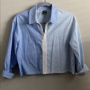 Wild Fable zip up pinstripe top